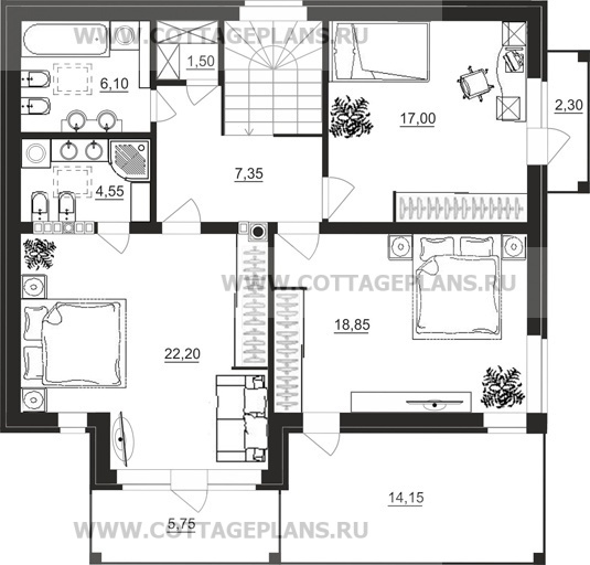 Поэтажные планы проект дома 15-20 общ. площадь 147,30 м2
