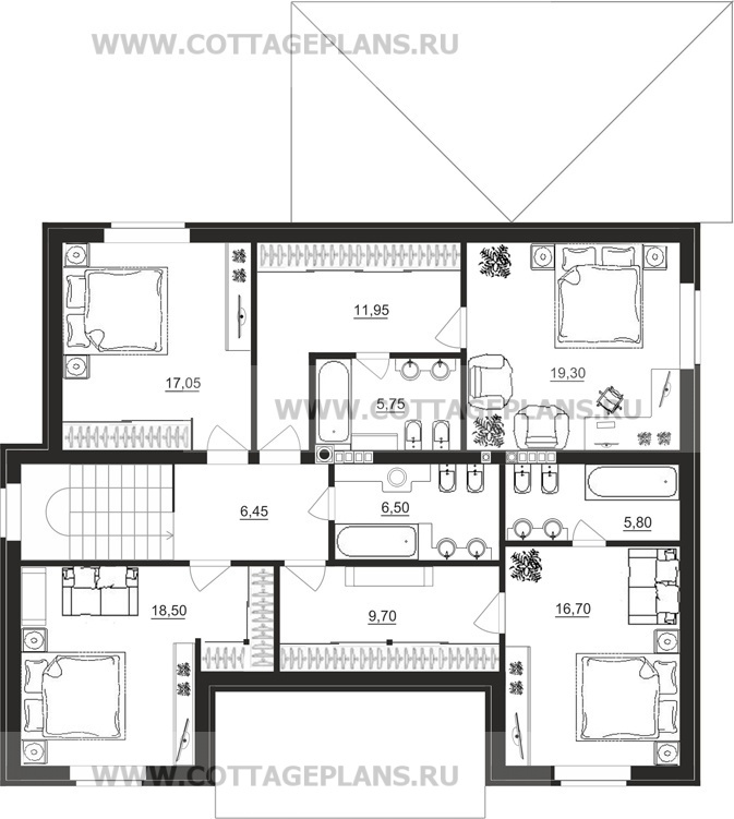Поэтажные планы проект дома 13-62 общ. площадь 237,65 м2