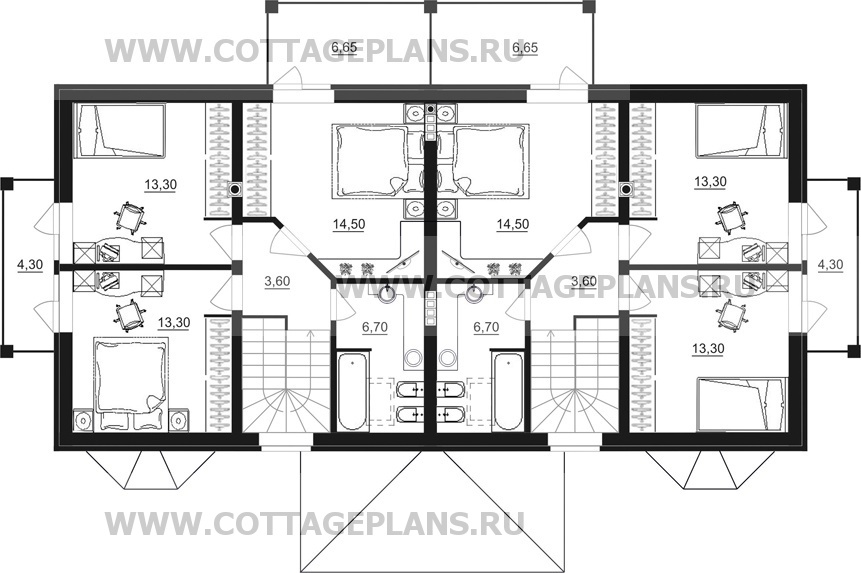 Поэтажные планы проект дома 09-05 общ. площадь 217,55 м2