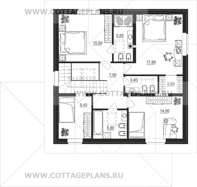 Поэтажные планы проект дома 16-62 общ. площадь 224,75 м2