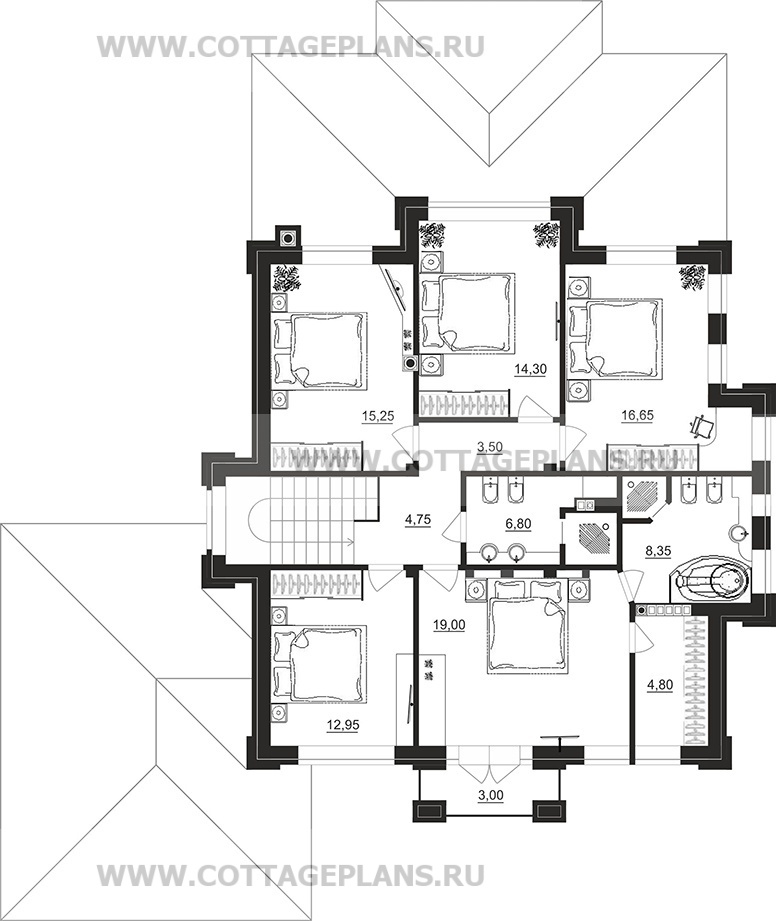 Поэтажные планы проект дома 100-91 общ. площадь 243,65 м2