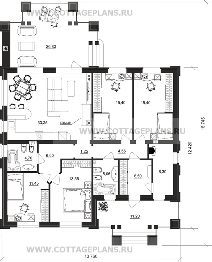 Поэтажные планы проект дома 07-65 общ. площадь 123,45 м2