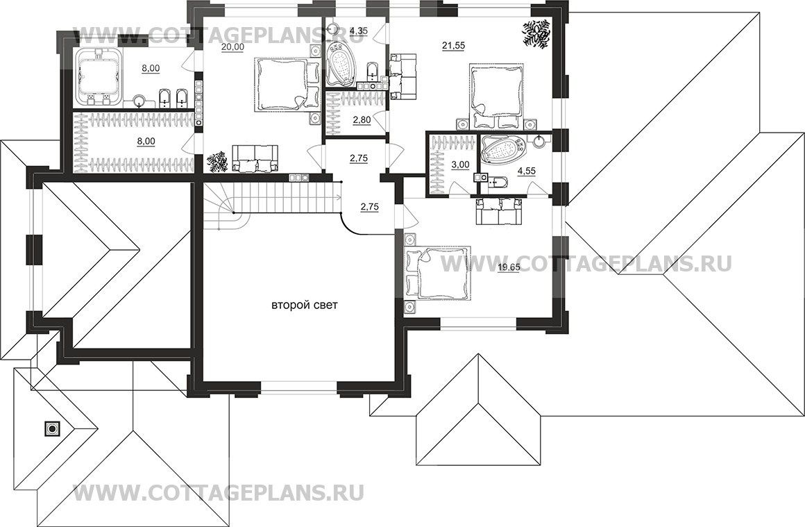 Поэтажные планы проект дома 203-40 общ. площадь 477,1 м2