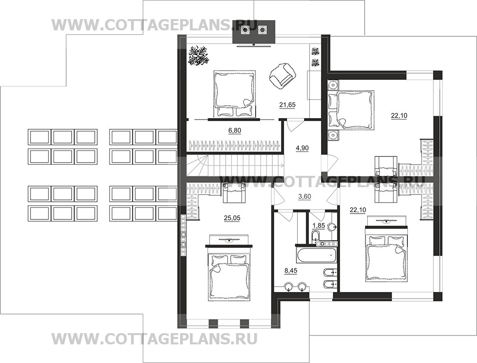 Поэтажные планы проект дома 98-31 общ. площадь 401,40 м2