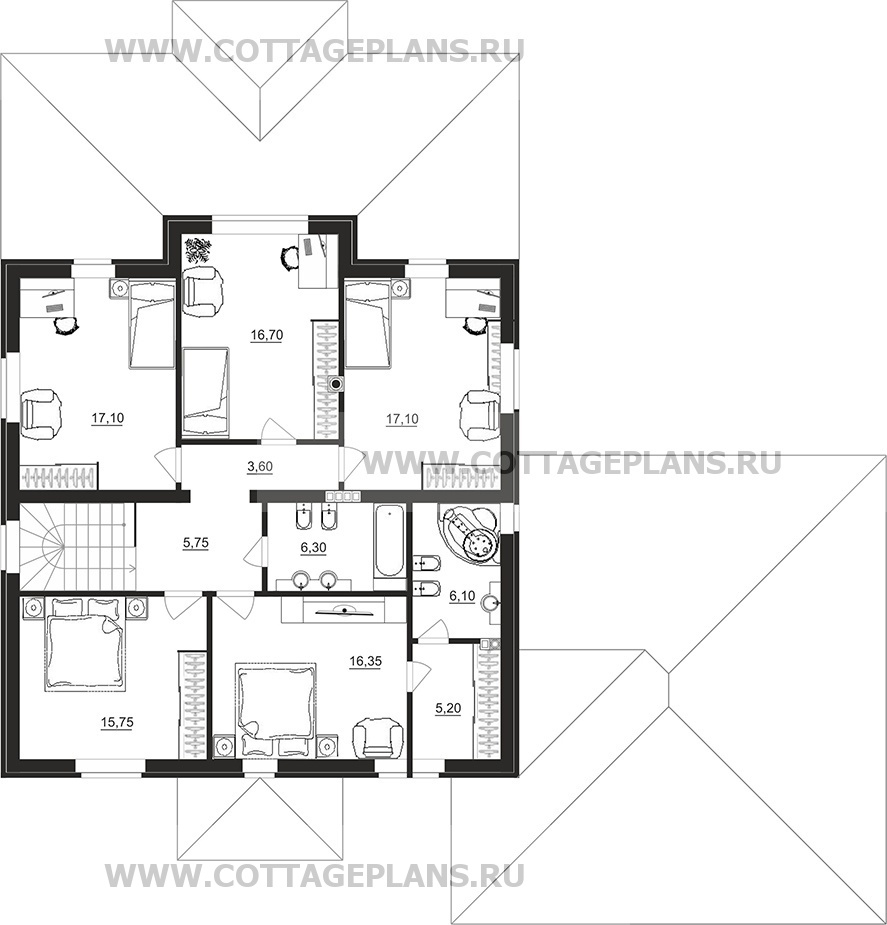 Поэтажные планы проект дома 29-77 общ. площадь 274,20 м2