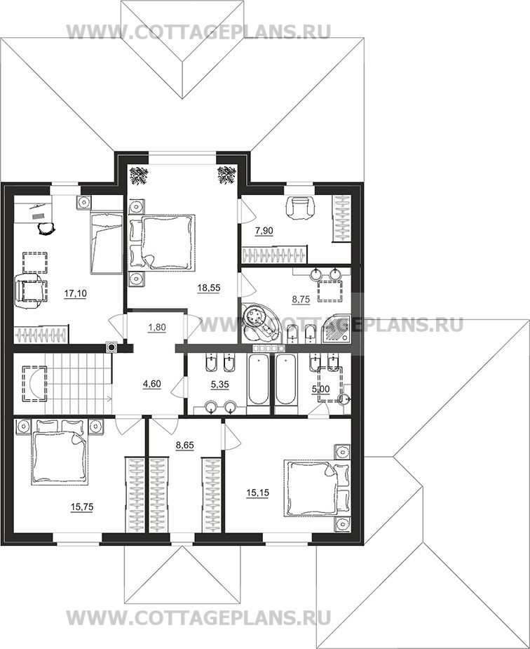 Поэтажные планы проект дома 97-87 общ. площадь 248,50 м2