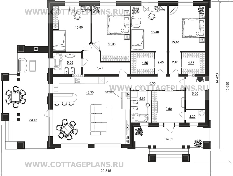 Поэтажные планы проект дома 27-79 общ. площадь 169,00 м2
