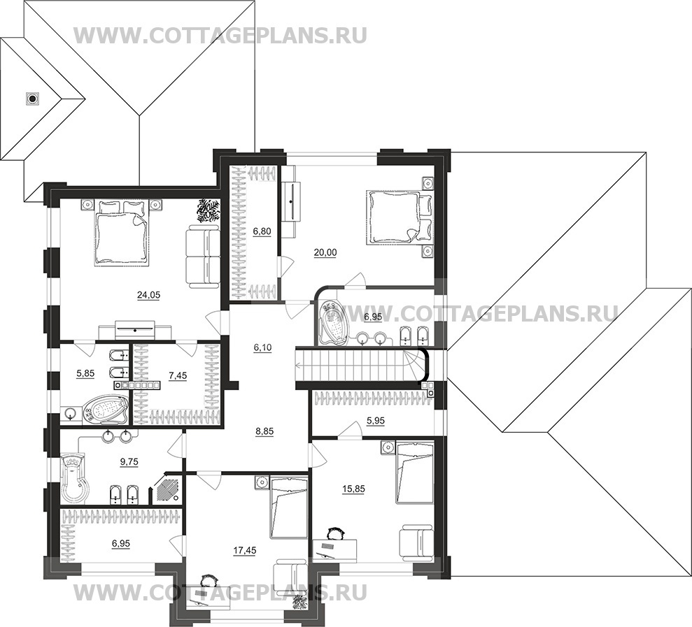Поэтажные планы проект дома 204-31 общ. площадь 354,30 м2