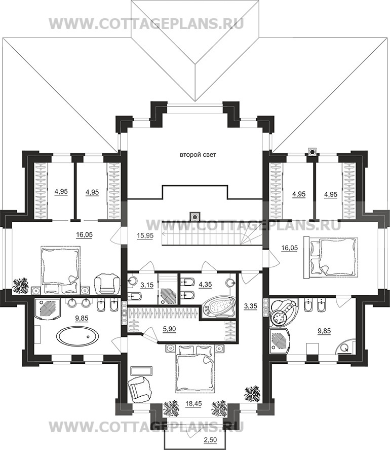Поэтажные планы проект дома 100-10 общ. площадь 254,90 м2