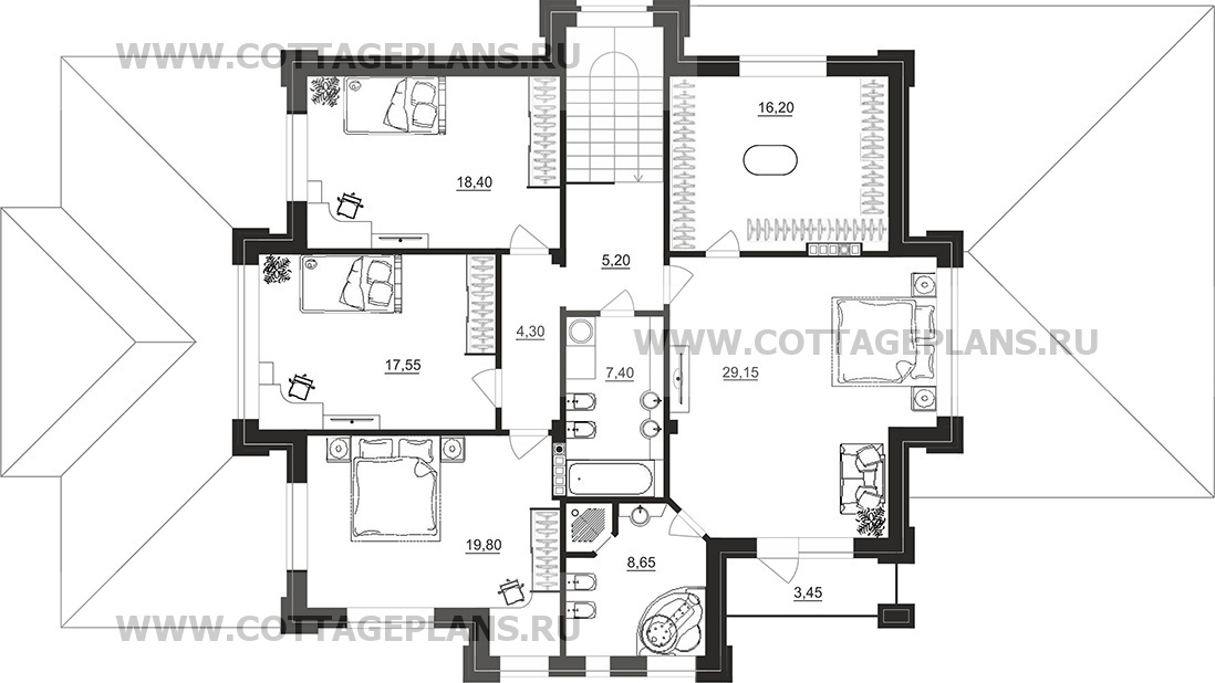 Поэтажные планы проект дома 201-89 общ. площадь 406,10 м2