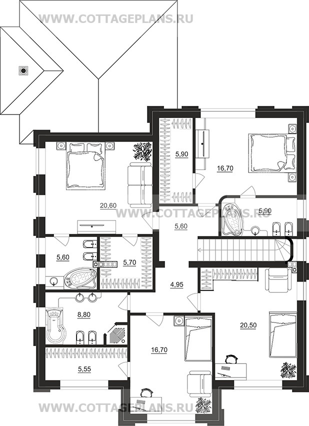 Поэтажные планы проект дома 104-24 общ. площадь 243,60 м2