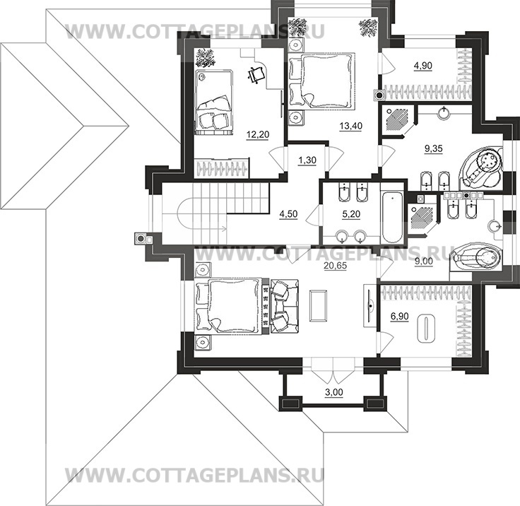 Поэтажные планы проект дома 102-06 общ. площадь 207,45 м2