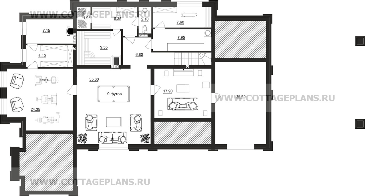 Поэтажные планы проект дома 203-45 общ. площадь 412,25 м2