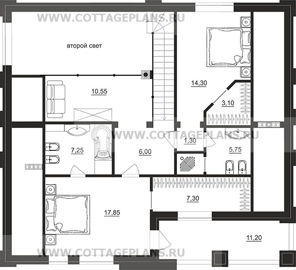 Поэтажные планы проект дома 206-28 общ. площадь 192,25 м2