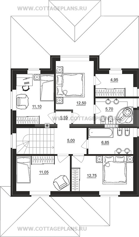 Поэтажные планы проект дома 29-64 общ. площадь 150,05 м2