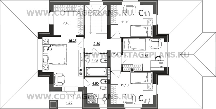 Поэтажные планы проект дома 92-93 общ. площадь 166,75 м2