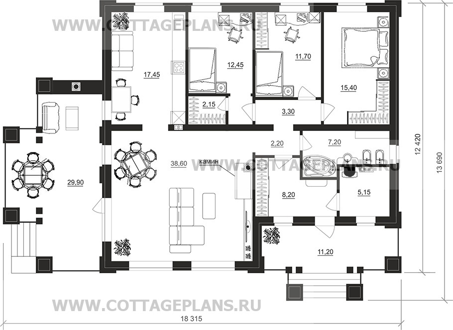 Поэтажные планы проект дома 700-12 общ. площадь 122,90 м2