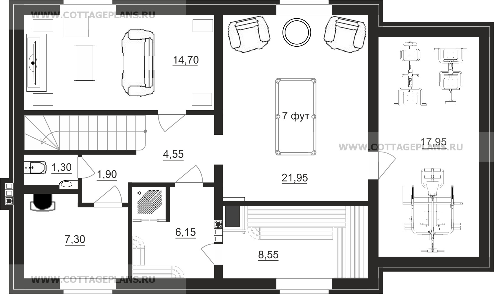 Поэтажные планы проект дома 76-29 общ. площадь 231,05 м2
