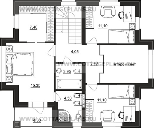 Поэтажные планы проект дома 75-57 общ. площадь 121,45 м2