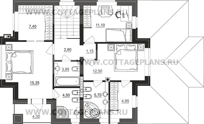 Поэтажные планы проект дома 101-47 общ. площадь 216,45 м2