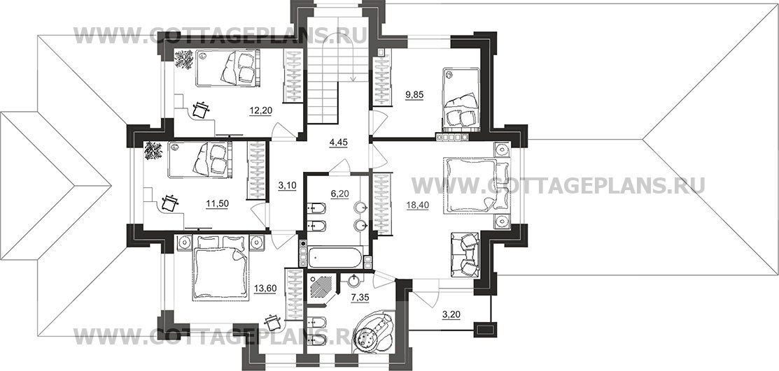 Поэтажные планы проект дома 100-81 общ. площадь 220,90 м2