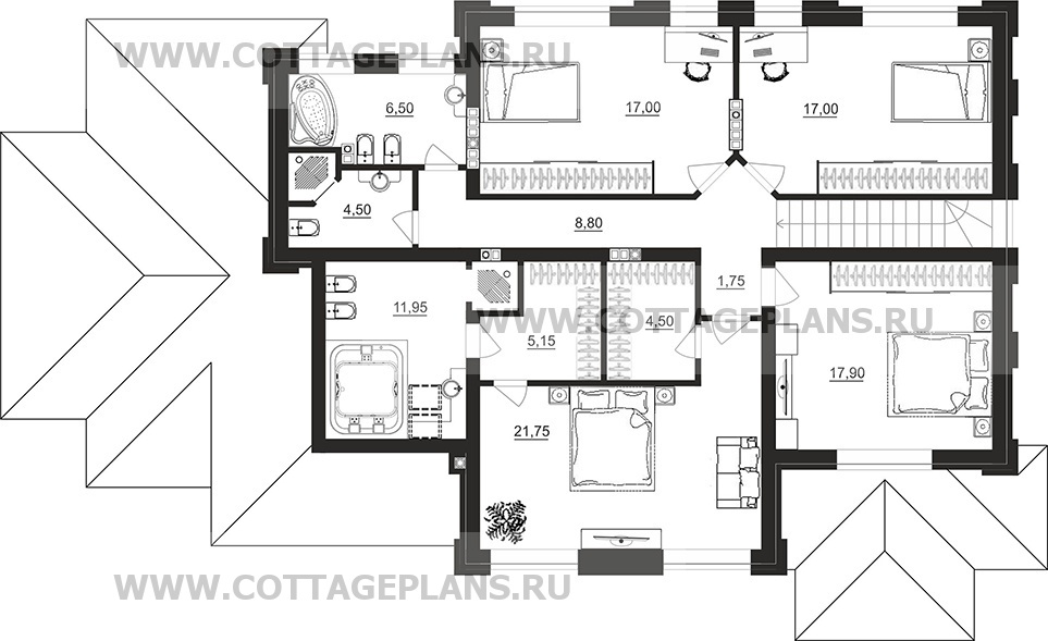 Поэтажные планы проект дома 203-54 общ. площадь 373,15 м2