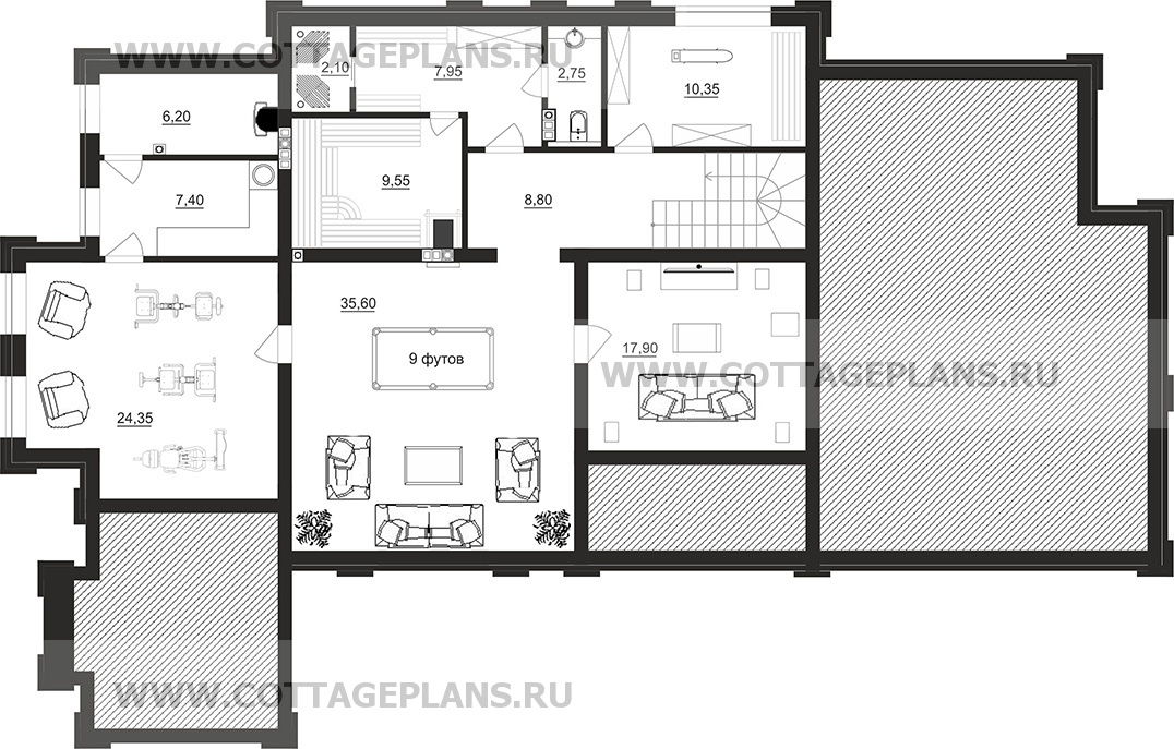 Поэтажные планы проект дома 203-57 общ. площадь 443,55 м2