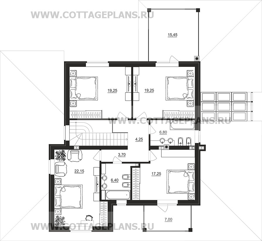 Поэтажные планы проект дома 92-38 общ. площадь 287,35 м2