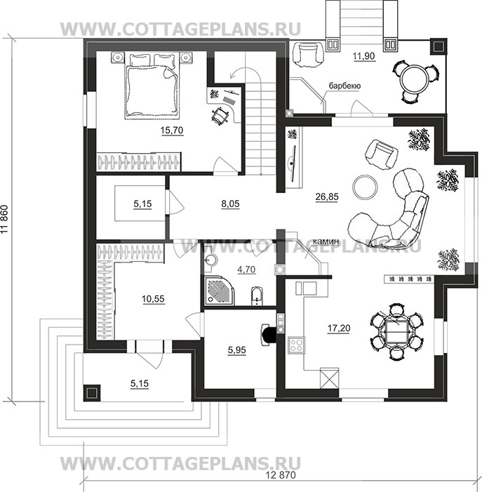 Поэтажные планы проект дома 75-54 общ. площадь 183,60 м2