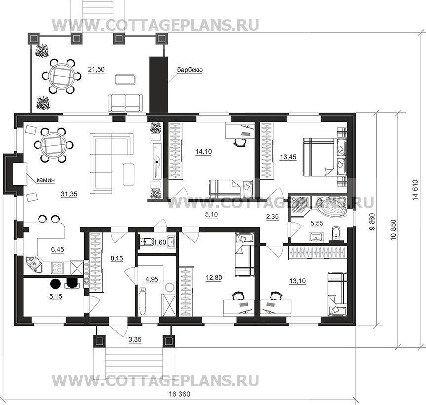 Поэтажные планы проект дома 902-33 общ. площадь 124,00м2