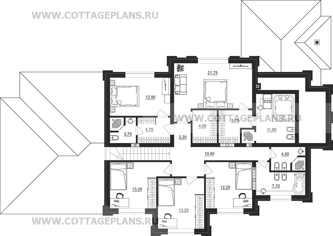 Поэтажные планы проект дома 105-08 общ. площадь 419,60 м2