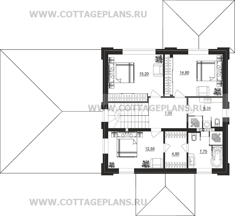 Поэтажные планы проект дома 206-54 общ. площадь 190,35м2