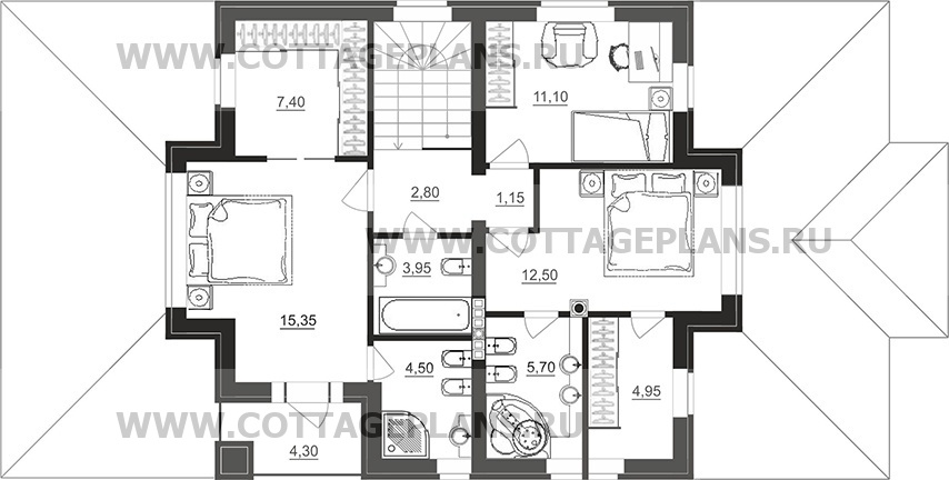 Поэтажные планы проект дома 29-93 общ. площадь 166,75 м2