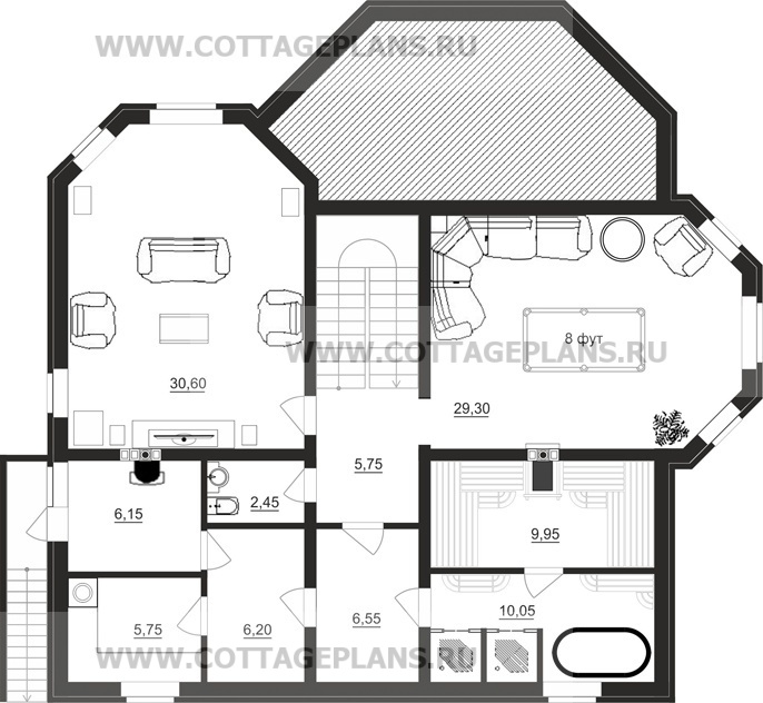 Поэтажные планы проект дома 14-83 общ. площадь 348,55 м2