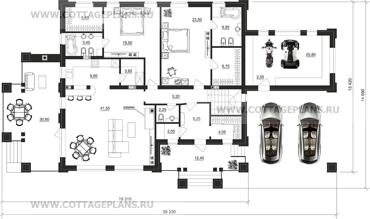 Поэтажные планы проект дома 91-69 общ. площадь 307,20 м2