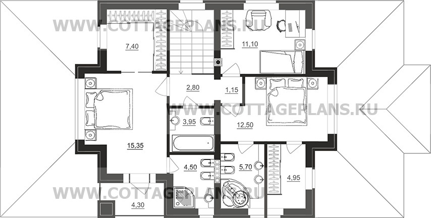 Поэтажные планы проект дома 29-93 общ. площадь 166,75 м2