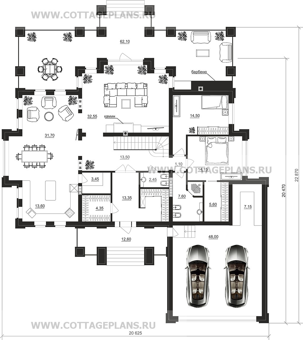 Поэтажные планы проект дома 203-19 общ. площадь 548,15 м2