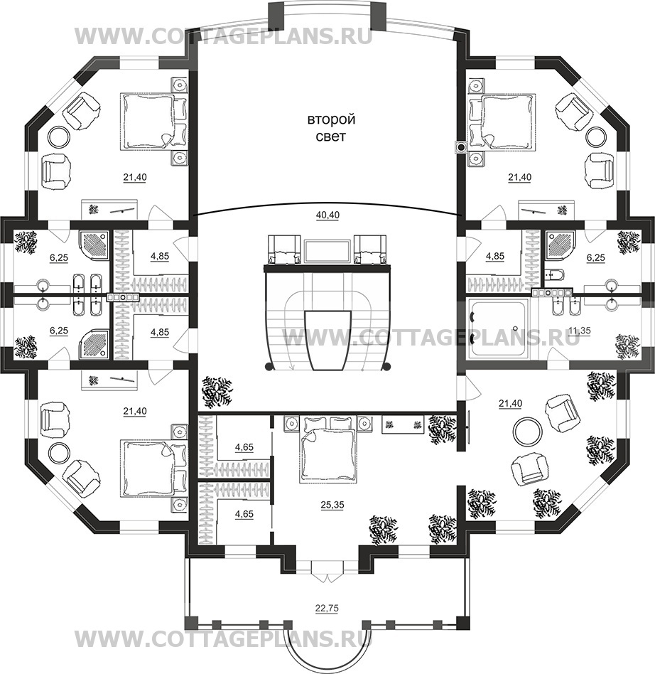 Поэтажные планы проект дома 94-84 общ. площадь 644,05 м2