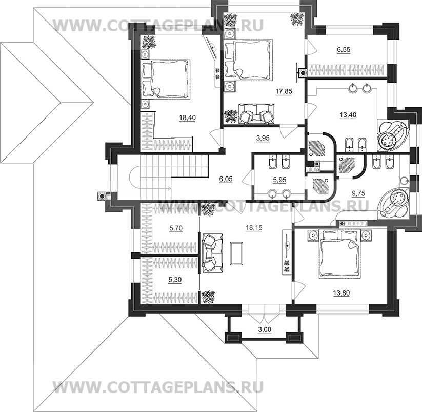 Поэтажные планы проект дома 203-08 общ. площадь 450,90 м2