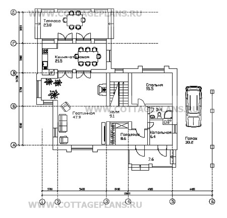 Поэтажные планы проект дома 80-13 общ. площадь 244.94м2