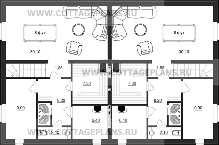 Поэтажные планы проект дома 86-67 общ. площадь 389,80 м2