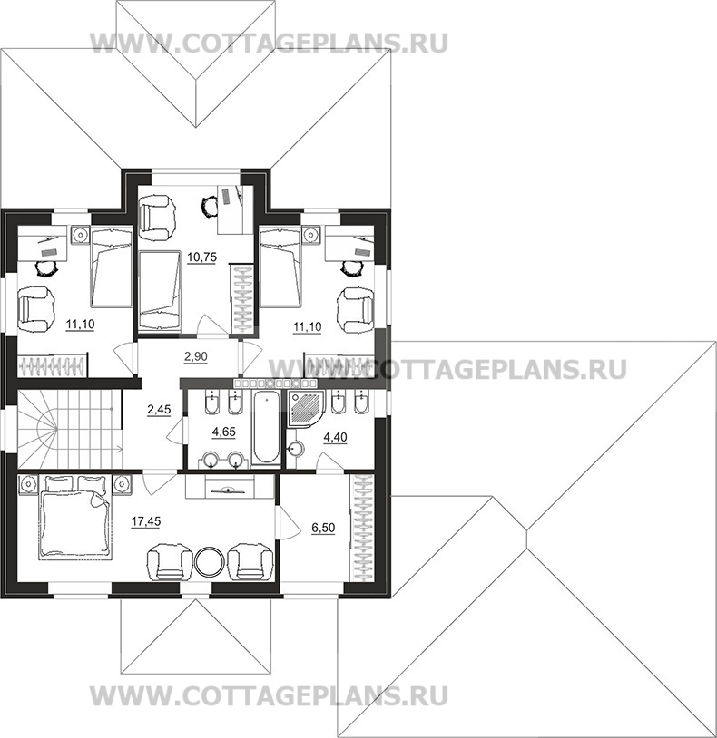 Поэтажные планы проект дома 93-75 общ. площадь 264,25м2
