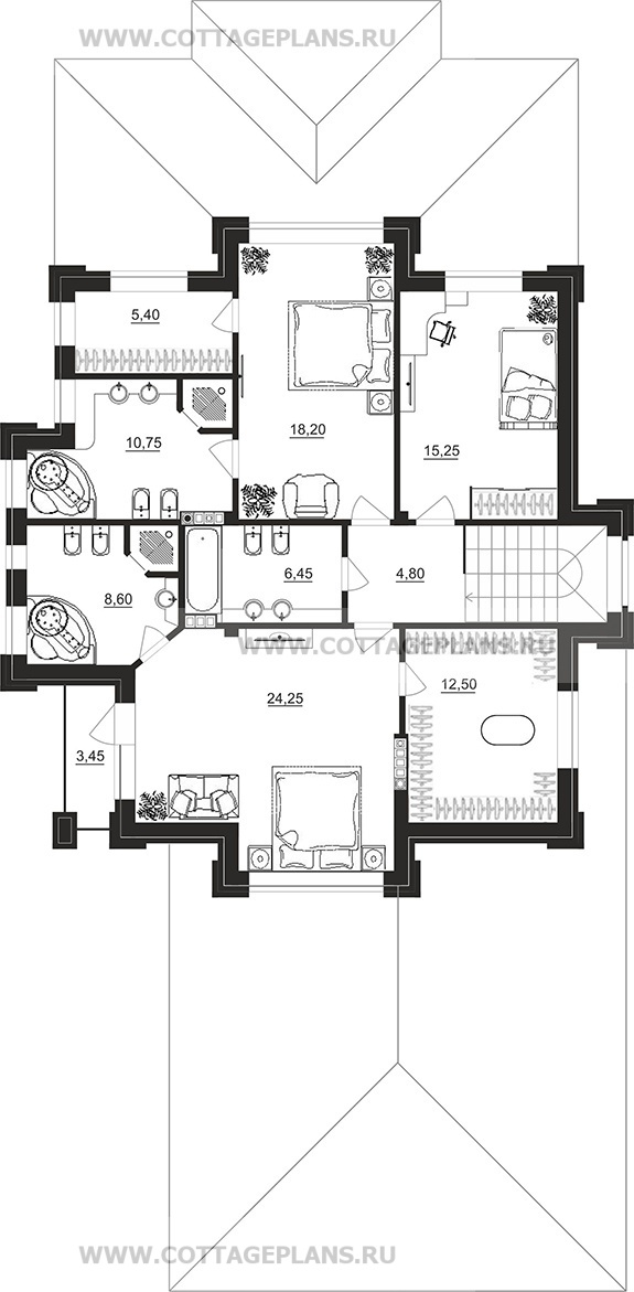 Поэтажные планы проект дома 201-85 общ. площадь 360,75 м2