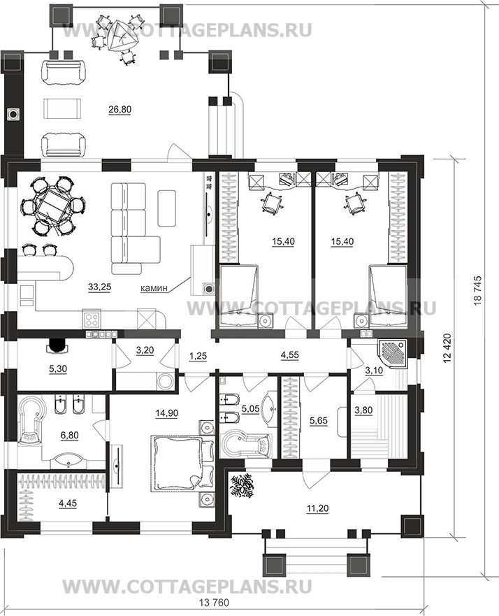 Поэтажные планы проект дома 700-15 общ. площадь 123,45 м2