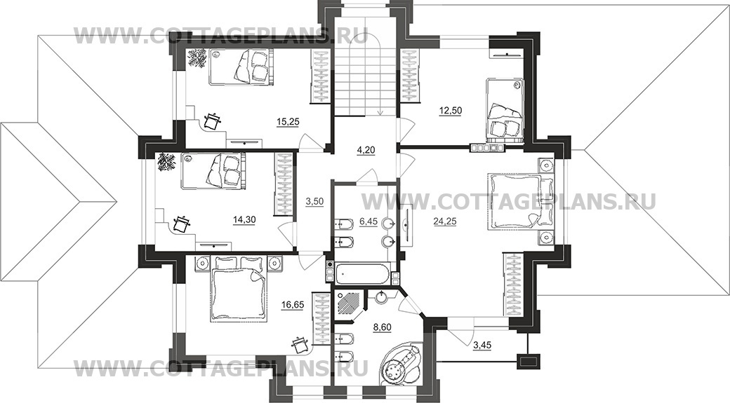 Поэтажные планы проект дома 201-88 общ. площадь 348,60 м2