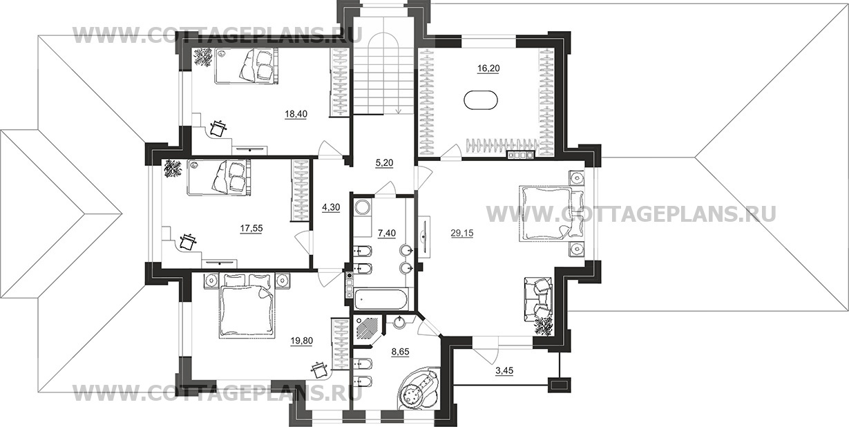 Поэтажные планы проект дома 100-83 общ. площадь 309,10м2