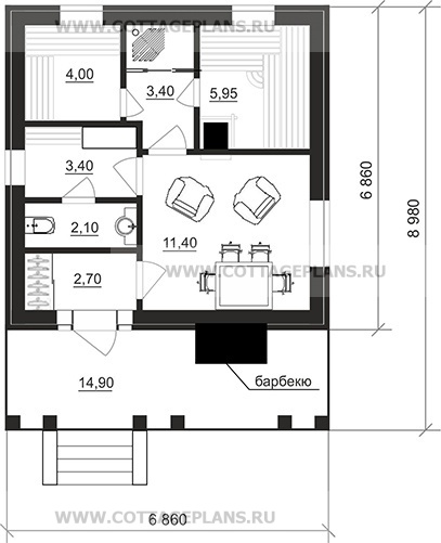 Поэтажные планы проект дома 94-14 общ. площадь 32,95 м2