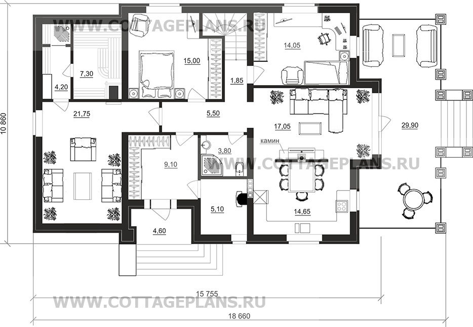 Поэтажные планы проект дома 77-25 общ. площадь 192,10 м2