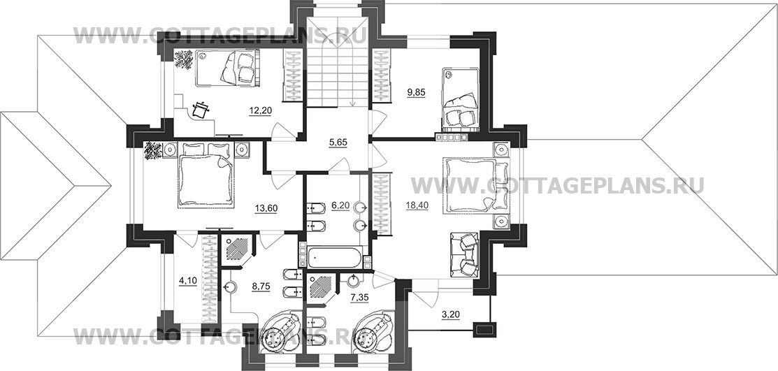 Поэтажные планы проект дома 100-81 общ. площадь 220,90 м2