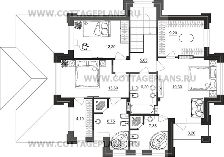 Поэтажные планы проект дома 101-78 общ. площадь 264,20 м2